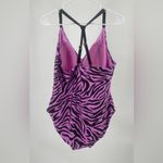 Women’s one piece swimsuit, purple‎ and black zebra stripe Size undefined Photo 2