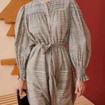 Ulla Johnson  Fiora‎ Cotton Long Sleeve Midi Dress Okapi Stripe Neutral Size 0 Photo 0