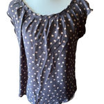LC Lauren Conrad Lauren Conrad Polka Dot Tie Back Blouse Women's S Gray Pink Cap Sleeve Photo 0
