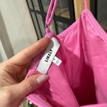 Likely Amica Tiered Ruffle Hem Mini cocktail dress Barbie Pink Sugar square neck Photo 3