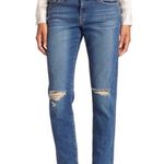L'Agence MON JULES PERFECT FIT JEANS in AUTHENTIQUE DISTRESSED Size 27 NWT Reg $250  SIZE 27” inseam 28.5" rise 9.25" leg opening 5.75" Elevate your denim game with these  MON JULES jeans in a beautiful blue color and solid pattern. The distressed accents give them an authentique look, while the mid-rise and straight style provide a perfect fit. These jeans feature a zip closure and belt loops, making them a stylish and practical addition to your wardrobe.   Made with a blend of polyester, spandex, cotton, and denim fabric, these jeans boast a stretchy and comfortable feel. With a 28.5" inseam and 5.75" leg opening, these jeans are perfect for any season and occasion. Get ready to rock these jeans and unleash your inner fashionista! Photo 0