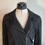 Black fringe faux suede moto jacket Photo 6