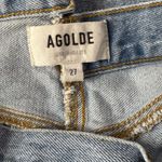 AGOLDE SZ 27 Criss Cross Straight Leg Jeans Button-Fly Frayed Hems Light Wash Photo 7
