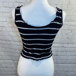 The Moon VIOLET Tank Top Lettuce Edge Cropped Black/White Striped-Small Photo 1