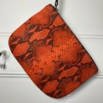 & Other Stories & Other Stories NEW Leather Snakeskin Small Zipper Wristlet Pouch Orange/Black Photo 0