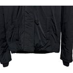 Theory  Fur Hood Puffer Jacket Black Stretch Cotton Size Medium Thick Lined Photo 2