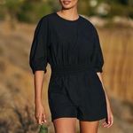 Sweaty Betty  Loren Poplin Romper Black Size Large Photo 0