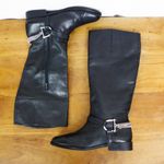 Ralph Lauren Jacqui Black Leather Chain But Riding Style Boots 7.5B Photo 1