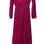 Lulus  Pink Magenta Long Sleeve Maxi Formal Bridesmaid Dress Womens XS Faux Wrap Photo 0