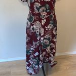 Wren & Ivory burgundy floral high low short sleeve dress with pockets Red Size L Photo 2