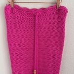 The Sang Crochet Knit Fringe Midi Skirt Drawstring Tassel Waist Pink Small Photo 1