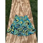 S.L.B‎ abstract women's skirt XL Retro Blue Green Swirl Summer Photo 1
