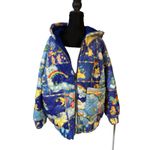 Dolls Kill  Care Bears Puffer Jacket Quilted Hooded Rainbow Y2K Rave Sz XS Photo 3
