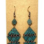 NEW! Geometric Antiqued Copper Earrings with Patina Finish. Photo 0