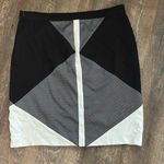 Ann Taylor ANN TAYLOR Size 12 Black Ivory Color Block Stretch Ponte Knit Pencil Skirt Photo 3