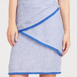 J. McLaughlin  Mallorca Linen Asymmetrical-Layer Blue & White Striped Skirt‎ Photo 0