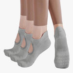 NEW Non Slip Yoga Socks 3 Pairs Grips Pilates Socks Ballet,Dance,Fitness Gray Photo 0