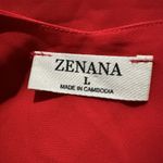 Zenana  large Women’s Bright Red Tank Top Dress Shirt Button Up detail v neck Photo 4
