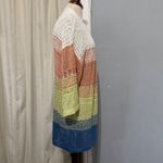 Maurice's Women Ombre Stripe Open Knit Long Cardigan Sweater 1/2 Sleeve M Block Photo 3