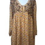 ZARA The Amy Mini Dress Long Sleeve Mustard Floral Oversized Boho Festival Small Photo 4