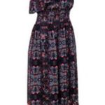 Vince Camuto  one shoulder midi dress navy floral ruffle size 8 lined Photo 2