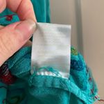 Mexican Folk Art Floral Embroidered Short Sleeve Blue Tunic Blouse Large Boho Photo 5