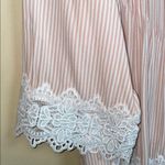 Chelsea & Theodore Woman Boho Cottagecore Striped Pink White Lace Crochet Blouse Size 2X Photo 3