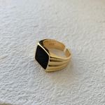 Boutique Sterling Silver Black Signet Ring  Photo 3
