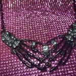 Skeleton Hand Necklace Rhinestone Bling Silver Gemstone Halloween Costume Goth Black Photo 14