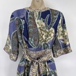 ECI Vintage Y2K New York Babydoll Top Womens 6 Blue Silk Tie Waist Photo 7