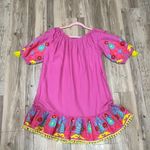 Debbie Katz Beach Coverup pink dress tassels embroidered flowers off sho… Photo 8