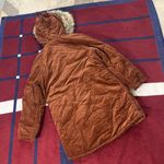American Eagle  Jacket Corduroy Parka Coat Faux Fur Lined Hoodie Brown Photo 4