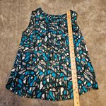 Kasper  Size Medium M Abstract Geometric Stained Glass Blouse Top Teal Grey Gray Photo 7