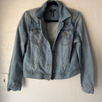 CHAPS ‎ Denim Jacket Vintage L Light Wash Embellished Western Jean Coat Cowoy Photo 0