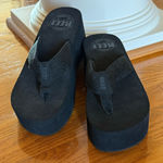 REEF  Sandy Hi Black Woven Platform Flip Flops Size 6 Photo 0