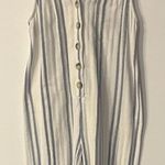 Urban Outfitters Striped Cropped Wide-Leg Jumpsuit Blue V-Neck Women's Size M Photo 2