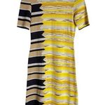 Missoni Vintage Wool Black Yellow Striped Turtleneck Short Sleeve Dress Size S Photo 0