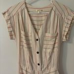 Striped Linen Jumpsuit White Size XS Photo 1