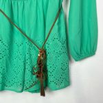 She & Sky Mint Green Laser Cut Long Sleeve Silk Romper S Photo 3