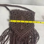 Vintage Boho Macramé Fringe Crossbody Bag Brown Handmade Festival Purse Photo 3