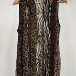Susan Graver  Multi Animal Print Sleeveless Sheer Vest W/ Pockets Size M Photo 0