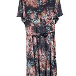 Torrid Faux Wrap Dress Swiss Dot Floral Dark Grey Sz. 2 Pockets Hi-Lo Tulip Hem Photo 1