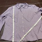 Lands' End  Womens 18p Pinpoint Oxford 3/4‎ Sleeve Plaid Purple Classic Preppy Photo 12