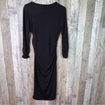 INC International Concepts Medium Asymmetrical Smocked MIDI Crewneck Black Dress Photo 2