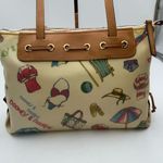 Dooney & Bourke  Miami Beach Leather Coated Canvas Rainbow Zip Shoulder Bag Purse Photo 3