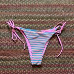 NWOT PINK TERRY CLOTH CANDY STRIPE SIDE TIE HIGH CUT BIKINI BOTTOMS Photo 0
