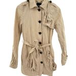 Gryphon New York Knot Twist Womens Jacket Small Khaki Short Long Sleeve Button Photo 0