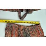 Vtg 70s 80s Skirt Top Set Orange Silver Red Sheer Sleeves Mandarin Collar Size 4 Photo 6