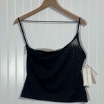 VTG Y2K Mirrors Black One Shoulder Rhinestone Starburst Stretch Top XL Made USA Photo 0