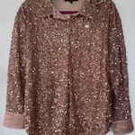 The Vintage Shop The Vintage Shop Pink Rose Gold Sequin Button Down Oversized Shirt Size M Photo 1